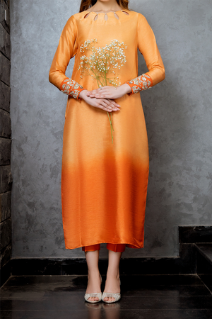 FIZAA Ombre Korean Silk Ensemble with Pearl Detailing