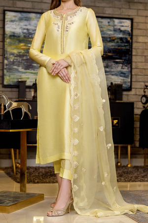 ANAA Timeless Yellow Silk Shirt with Organza Detailing