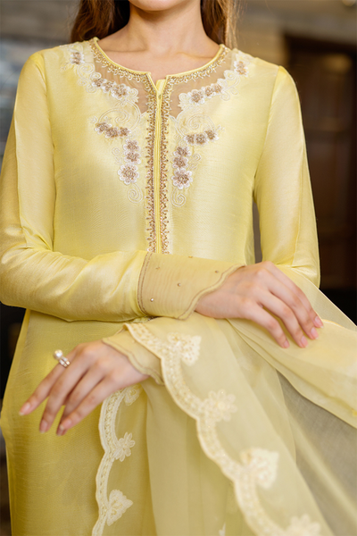 ANAA Timeless Yellow Silk Shirt with Organza Detailing