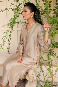 AYRA Luxury Pret Grey & Pink Embroidered Korean Silk 