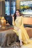 GOLDEN YELLOW Pearl Embellished Shirt & Organza Dupatta