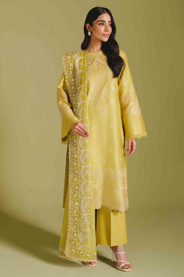 CITRON Stunning Crayola Yellow Cotton Chunderi Suit