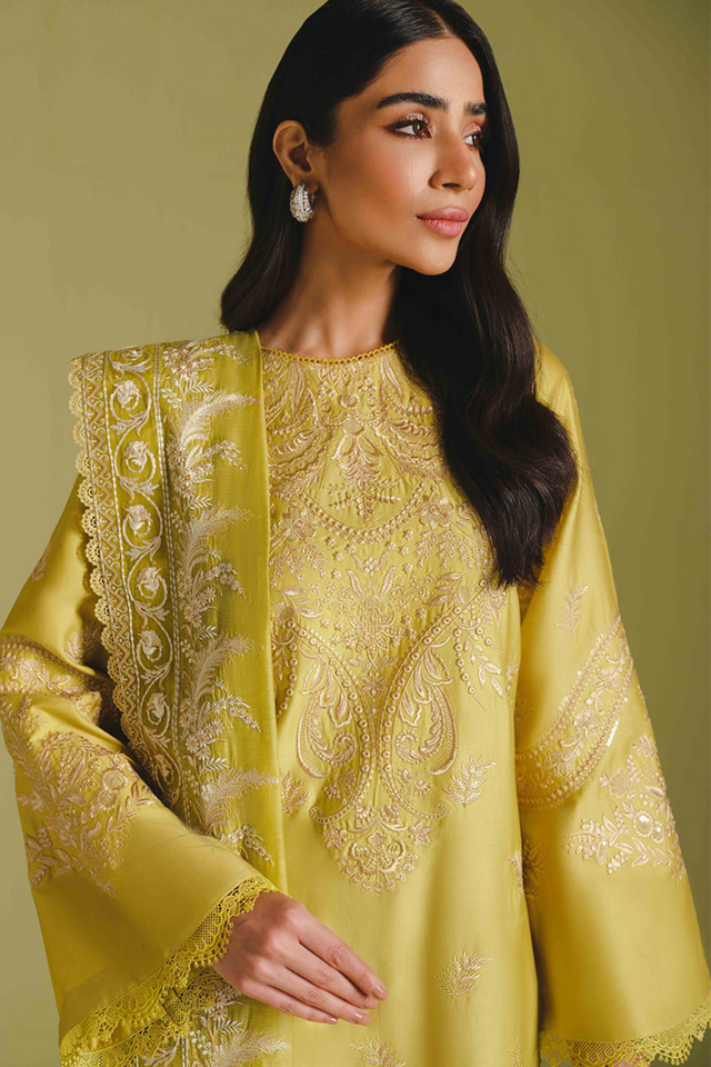 CITRON Stunning Crayola Yellow Cotton Chunderi Suit