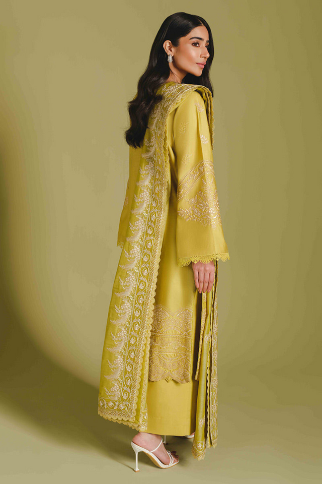 CITRON Stunning Crayola Yellow Cotton Chunderi Suit