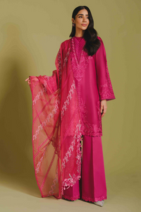 FLEURI Cherry Maroon Cotton Organza Suit 