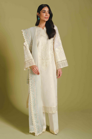 PERLE  Elegant White Cotton Organza Suit