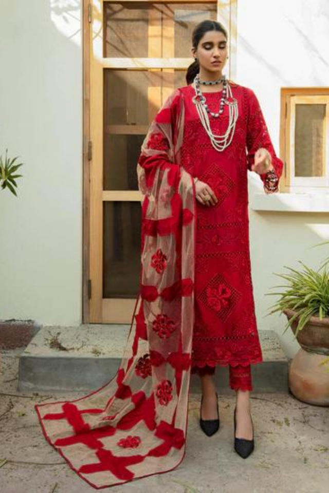 RED RUBY Elegant Cutwork outfit front