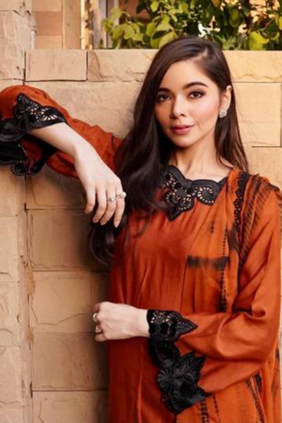 RUST AMBER Unique Cutwork Details with Tye n Dye Duppata set 