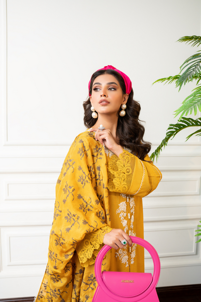 MIREZA Saffron Yellow Kurta | Embroidery & Lace Details