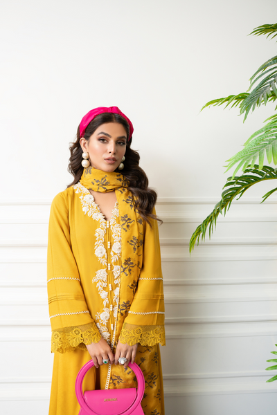 MIREZA Saffron Yellow Kurta | Embroidery & Lace Details