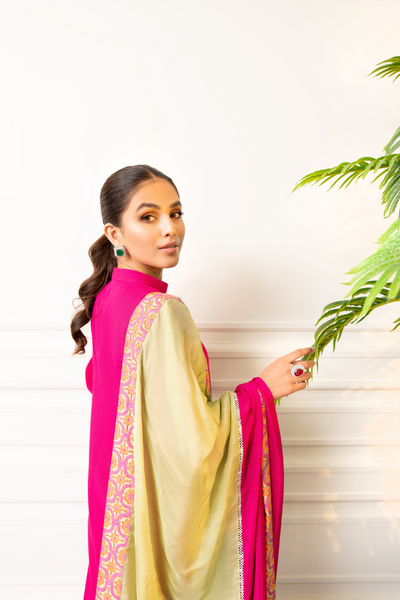 ZOMERA Vibrant Hot Pink Shirt | Embroidered Motif 