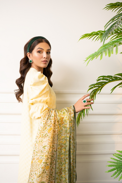 ROSHANAY Lively Lime Yellow Shirt | Hand Embellished