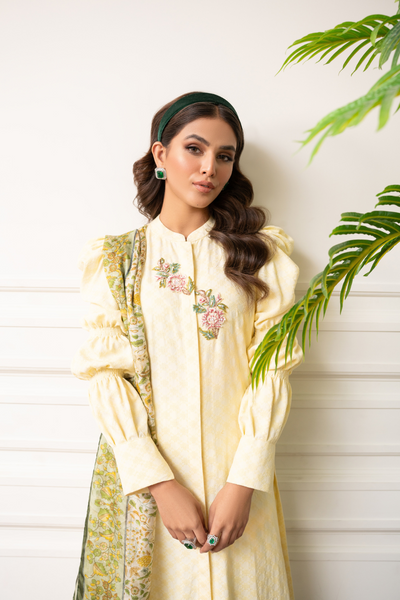 ROSHANAY Lively Lime Yellow Shirt | Hand Embellished
