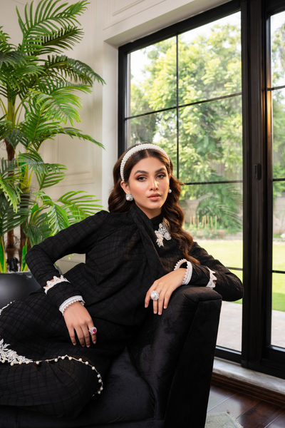 SIYAM Monotone  Cross Neck Outfit | 3D Embellished Motifs