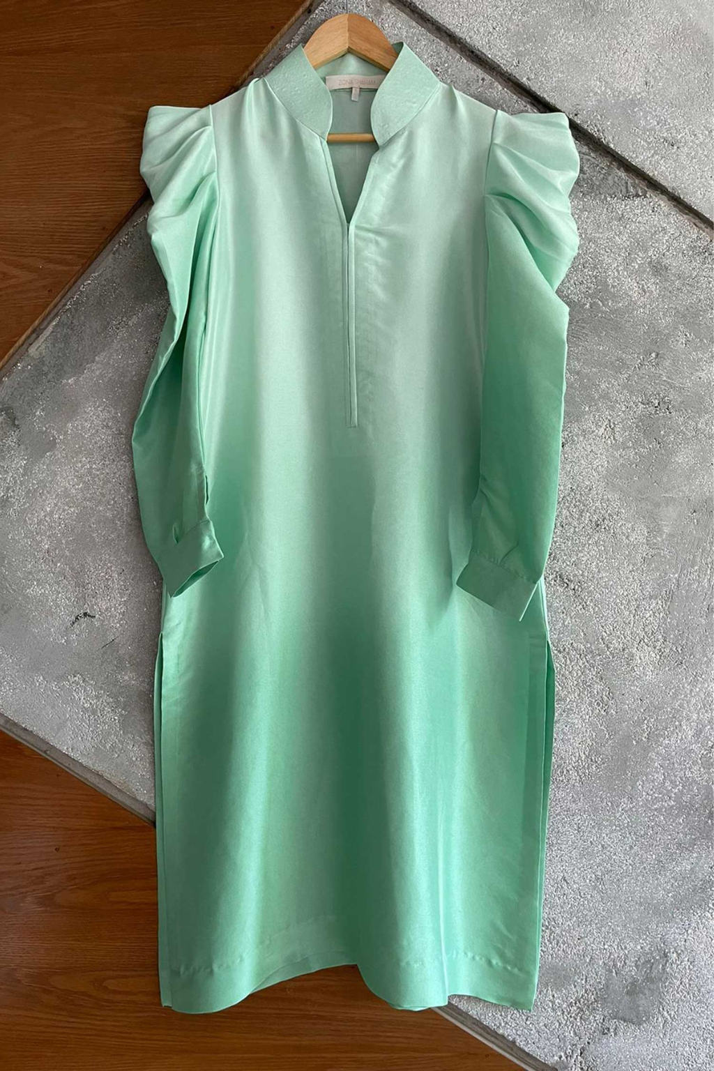 SHADED- FLUORESCENT LUXE SILK TEAL SHADE