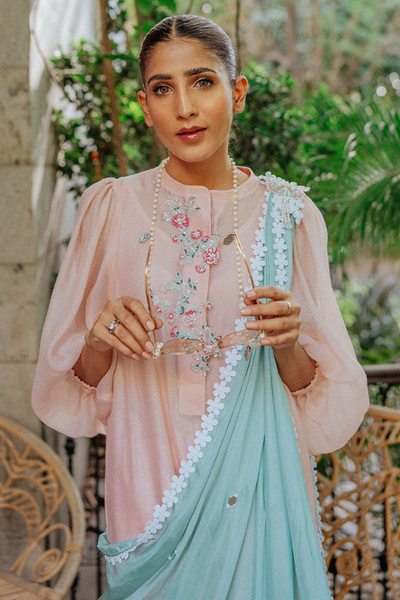 CAMELLIA  Pure Khaddi Floral Embroidery Net Shirt