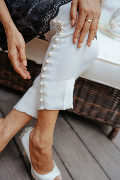 DAHLIA  Monochrome Raw Silk Hand Embellished Outfit